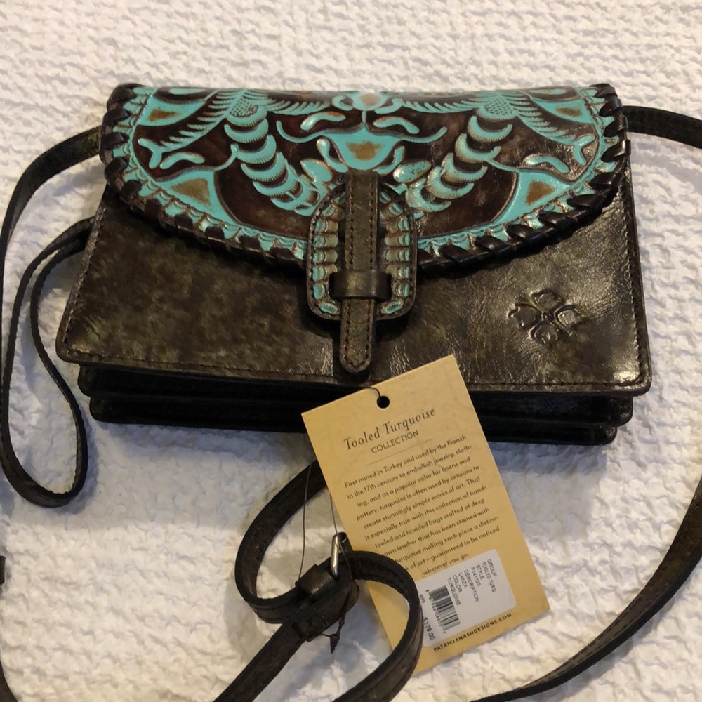 Patricia Nash Brown and Turquoise Leather Bag